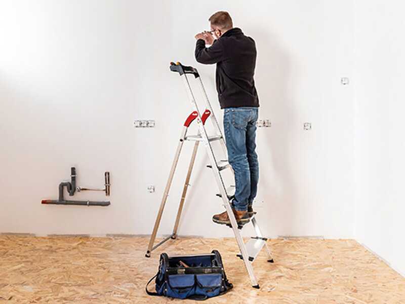 Hailo ProfiStep XXL, 5 steps, 1.68 m - Aluminium stepladder with stand