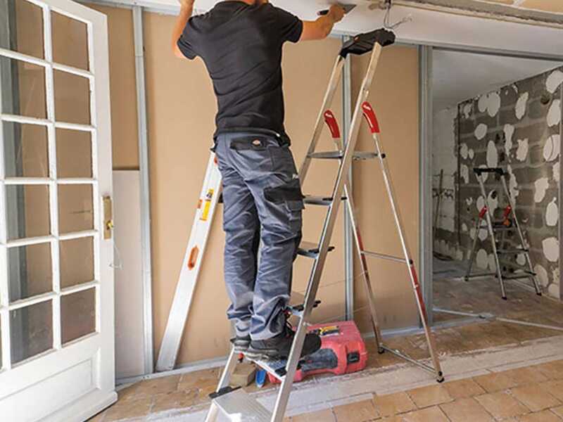 Hailo ProfiStep XXL, 6 steps, 1.90 m - Aluminium Stepladder with Stand