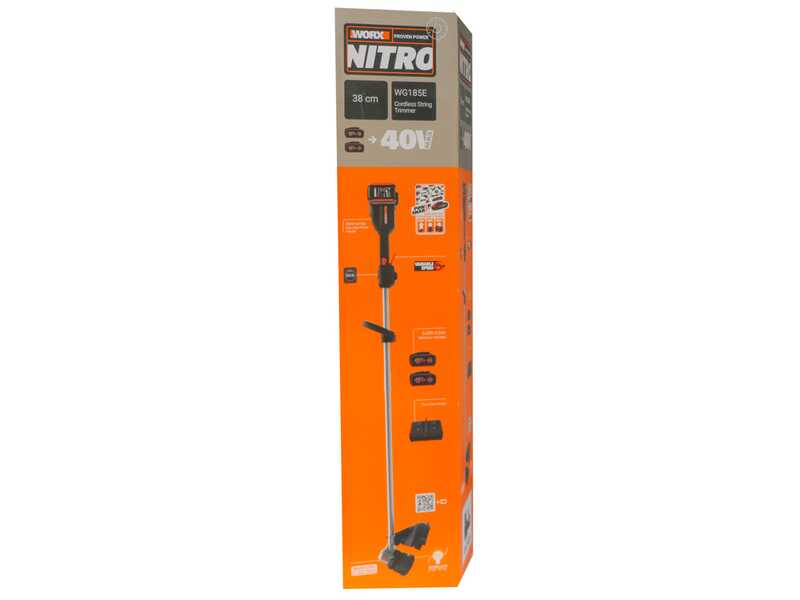 Worx Nitro WG185E - Cordless Grass Trimmer - 40V - 2x20V/4Ah