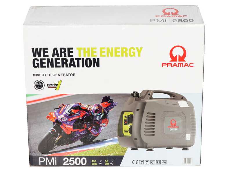 Pramac PMi2500 - Silent Portable Inverter Generator 2.3 kW - Continuous 2 kW Single Phase
