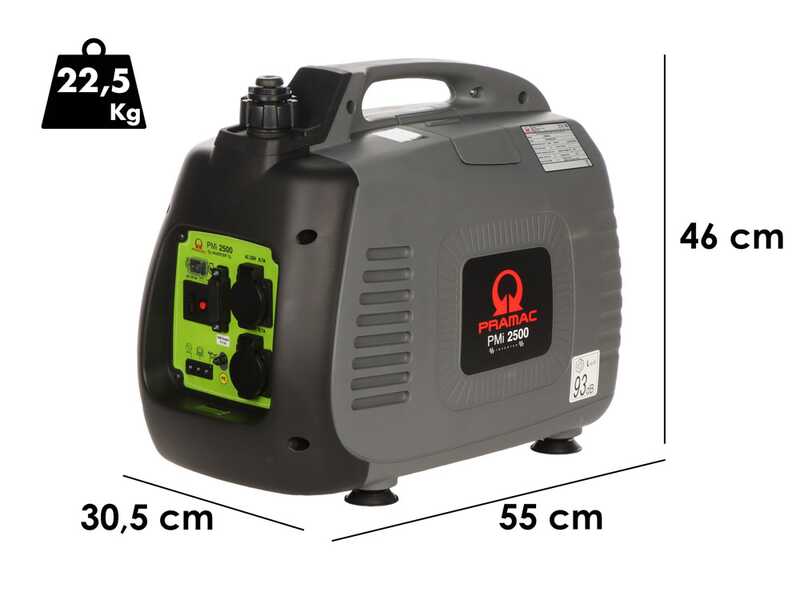 Pramac PMi2500 - Silent Portable Inverter Generator 2.3 kW - Continuous 2 kW Single Phase