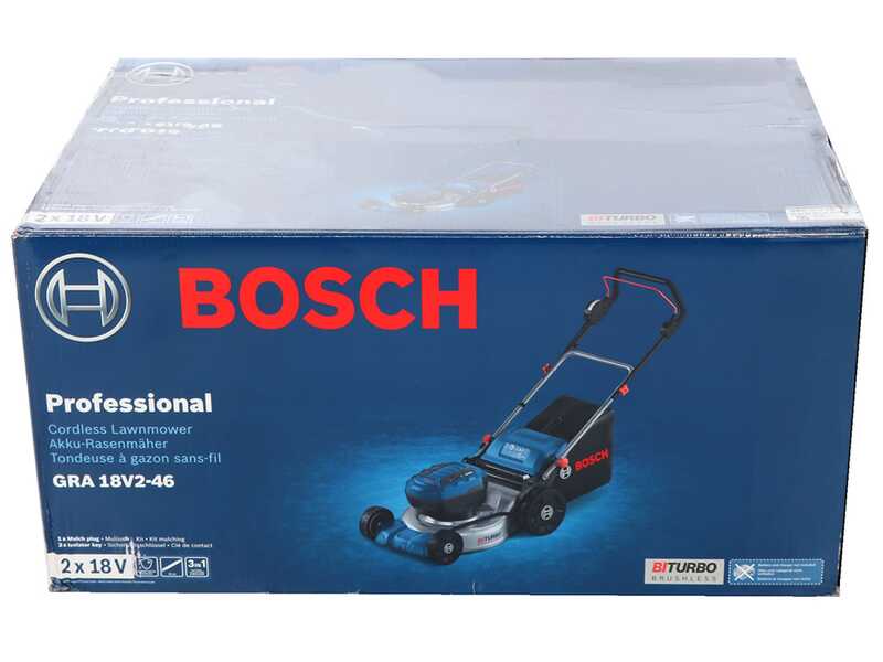 Bosch GRA 18V2-46 Professional - Cordless Lawn Mower - 2x18V 8Ah - 46 cm Cutting Width