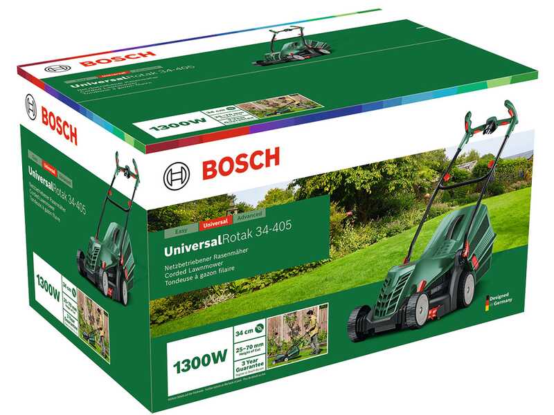Bosch UniversalRotak 34-405 - Electric Lawnmower - 1300 W - Cutting Width 34 cm