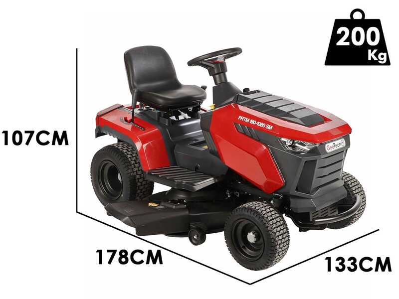 GeoTech-Pro PRTM 180-1080 SM - Ride-on Lawn Mower - Mechanical Transmission - Side Discharge and Mulching