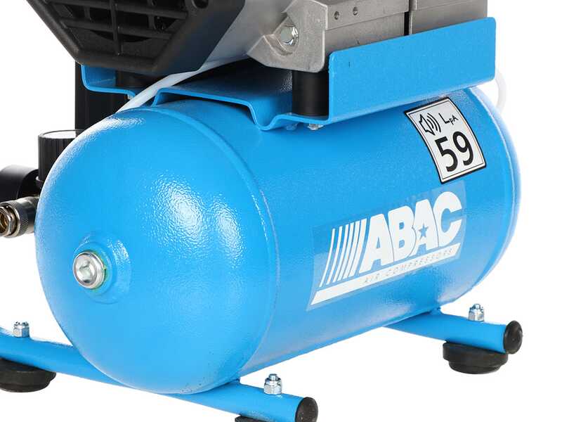 ABAC Start Quiete OS10 - Silent Single-phase Electric Air Compressor - Oil-less - 1 HP Motor - 6 lt