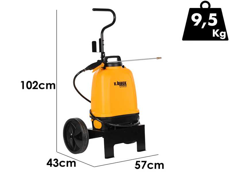 Volpi V-BLACK VITA 12 - Electric backpack sprayer with trolley - With 2m hose