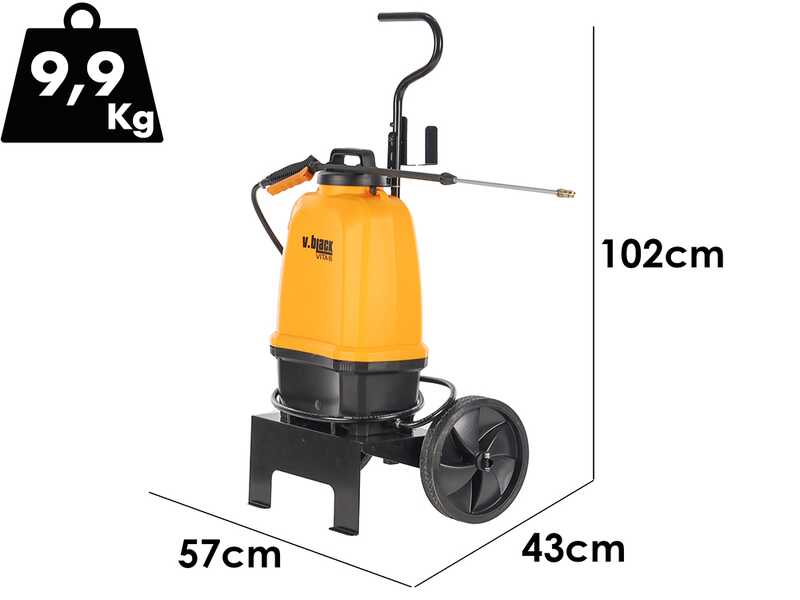 Volpi V-BLACK VITA 16 - Battery-powered backpack sprayer with trolley - With 2m hose