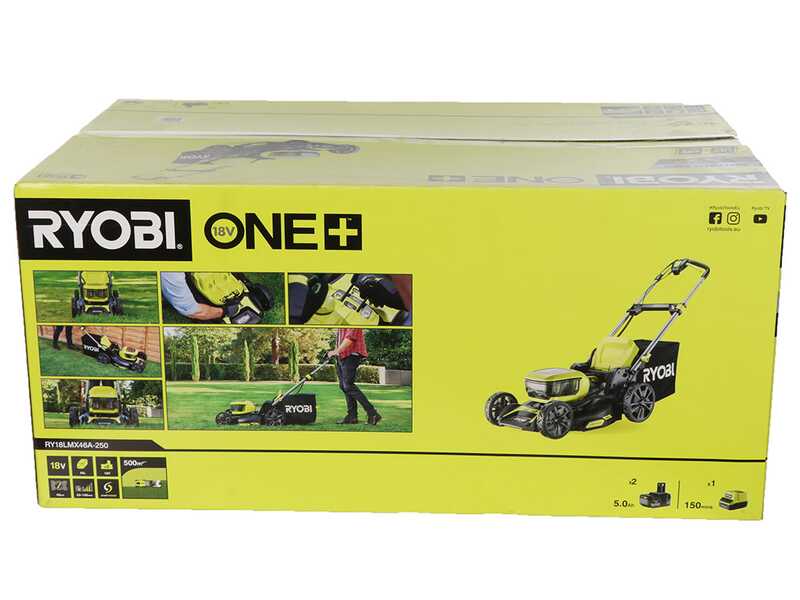 Ryobi RY18LMX46A-250 - Battery-powered lawn mower - 2x 18V/5Ah - 46 cm cutting width