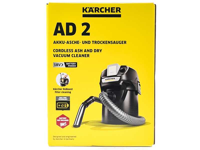Karcher AD 2 Battery - Ash vacuum cleaner - 14-litre metal collection compartment - 18V/5.0Ah
