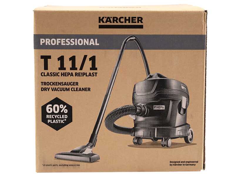 Karcher Pro T 11/1 Classic HEPA Re!Plast - ULTRA quiet professional vacuum cleaner - 850 W