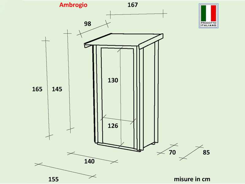 Alce Ambrogio 155x85 grey - Wooden garden shed - Single-pitched roof - 155x85x165 cm