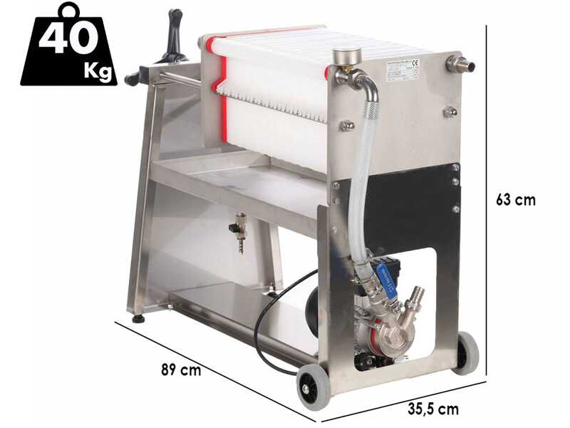 Enotecnica Pillan F30 - Cartridge filter for wine on wheels - Stainless steel frame and NovaX pump