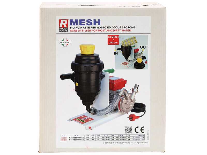 Rover MESH 5000 Novax - Electric transfer pump for dirty water with mesh filter - 1.0 HP