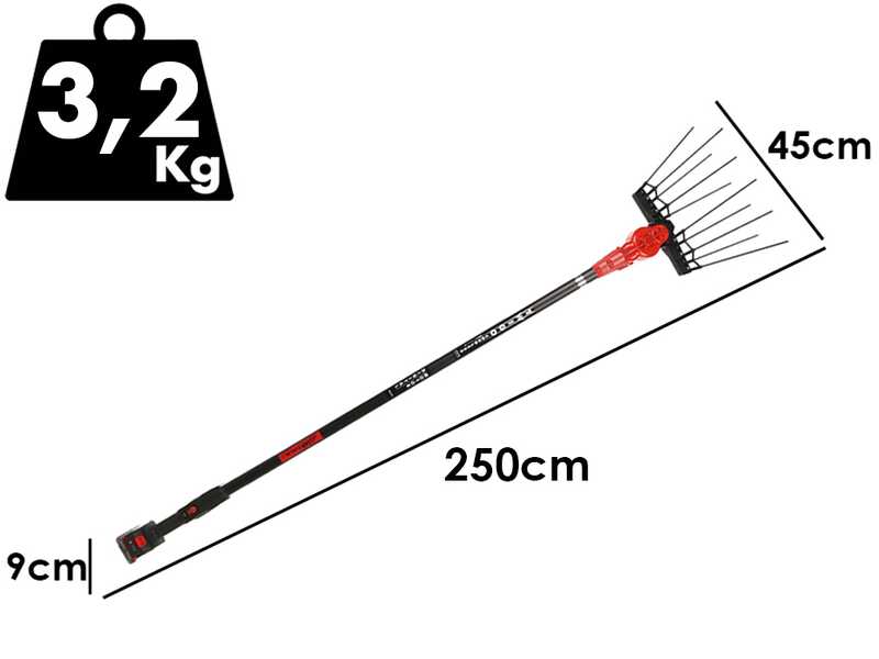 Aima Twigo Cordless - Battery-powered electric olive harvester - Fixed aluminium pole - 3 x 21V 5.2Ah
