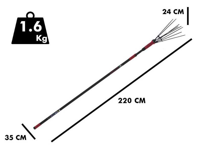 Archman AB01 - Electric olive harvester with telescopic pole - 220-315 cm - With cable for connection to 12V battery-powered