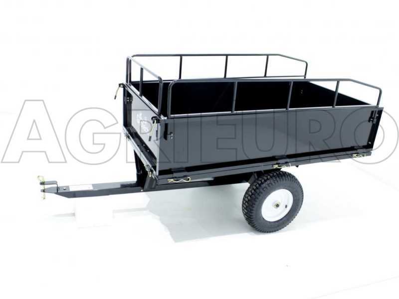 MAXI steel towed tipping trolley for lawn tractor - opening tailgates - 145x71(h 32 cm)