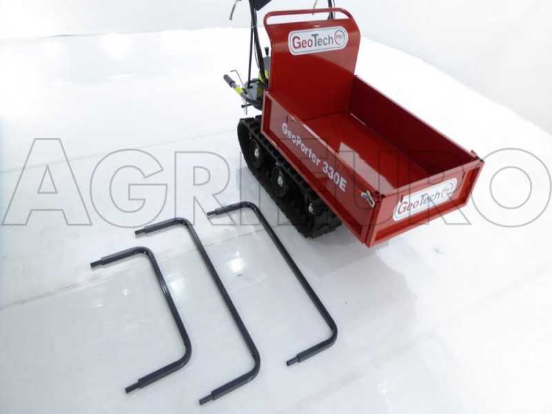 GeoTech tracked power barrow GeoPorter 330E, extendable side panels, 300 kg loading capacity