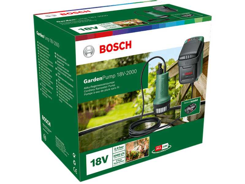 Bosch GardenPump 18V-2000 - Battery-powered Submersible Pump - 18V 2.5Ah
