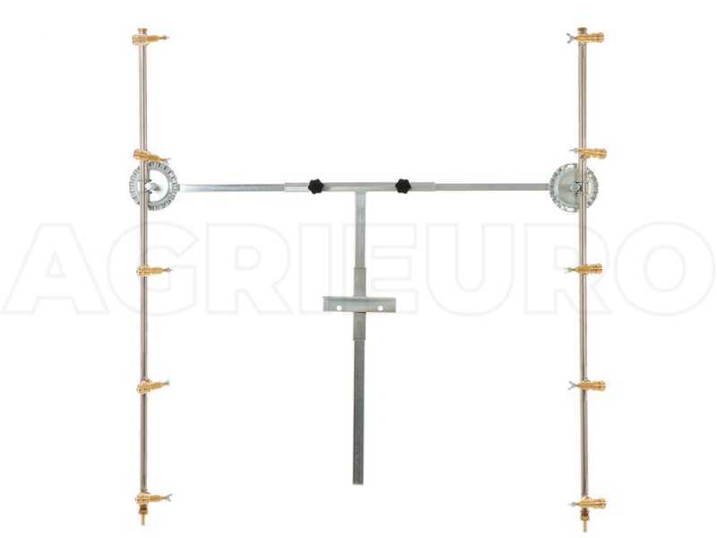 Pair of stainless steel spray booms with 5 + 5 brass conical nozzles