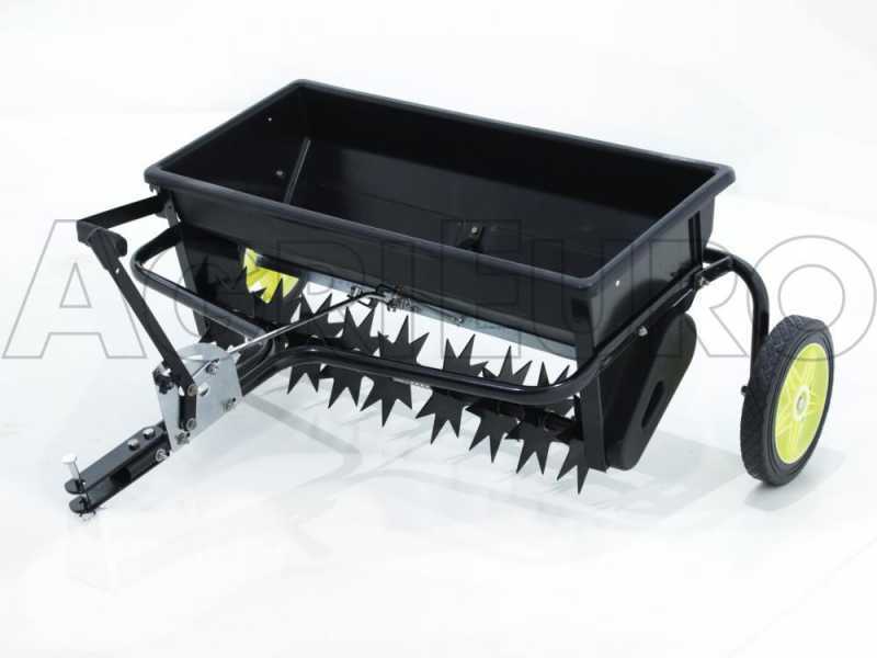 Plug aerator - fertilizer spreader - trailed seeder for ride on mower