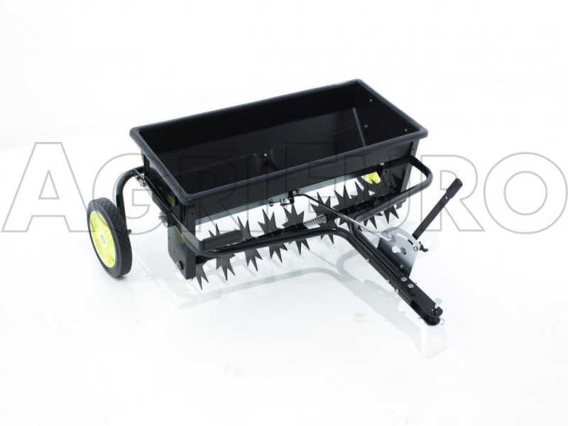 Plug aerator store and seeder