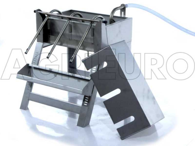 Enotecnica Pillan 3B INOX - Three-spout Manual Filling Machine with Stainless Steel Spouts, Tank and Frame