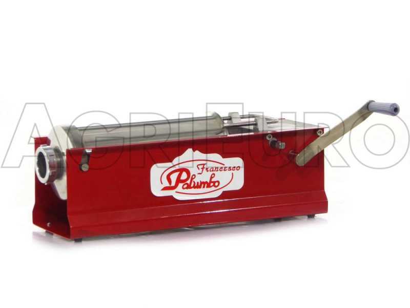 Palumbo Pavi red manual tabletop sausage stuffer, 5 Kg capacity, two speeds