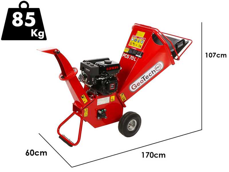 GeoTech-Pro PCS70L - Professional petrol garden shredder - Loncin 7 HP engine