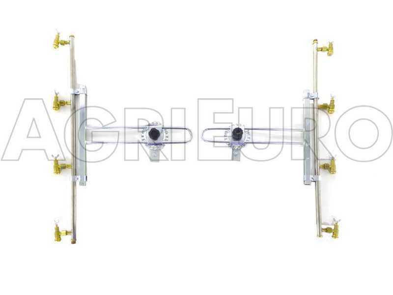 Pair of stainless steel spray booms with 4+4 brass conical nozzles with STAINLESS STEEL supports