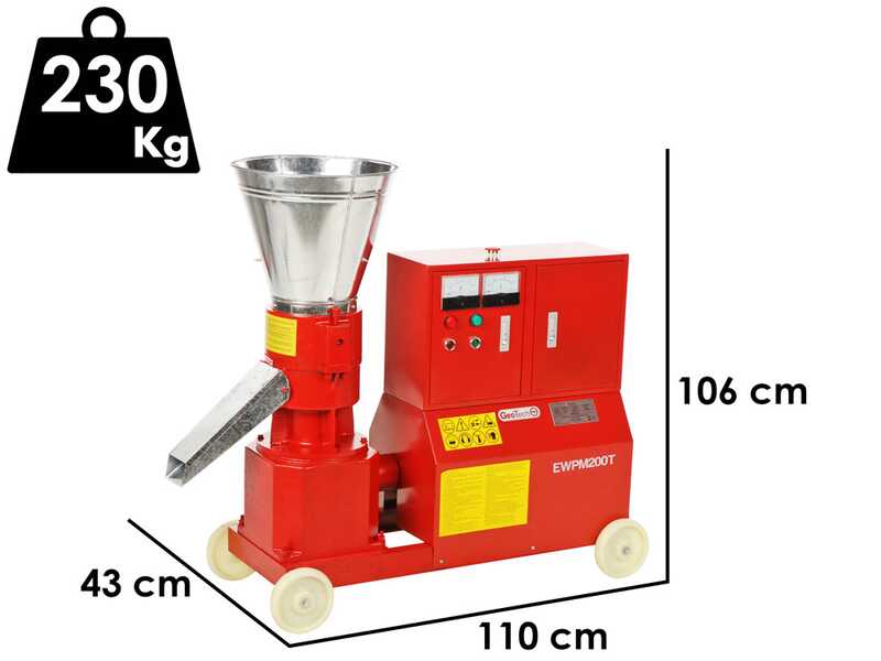 GeoTech EWPM200T - Three-phase Wood Pellet Machine - Home Production of Pellet for Heating