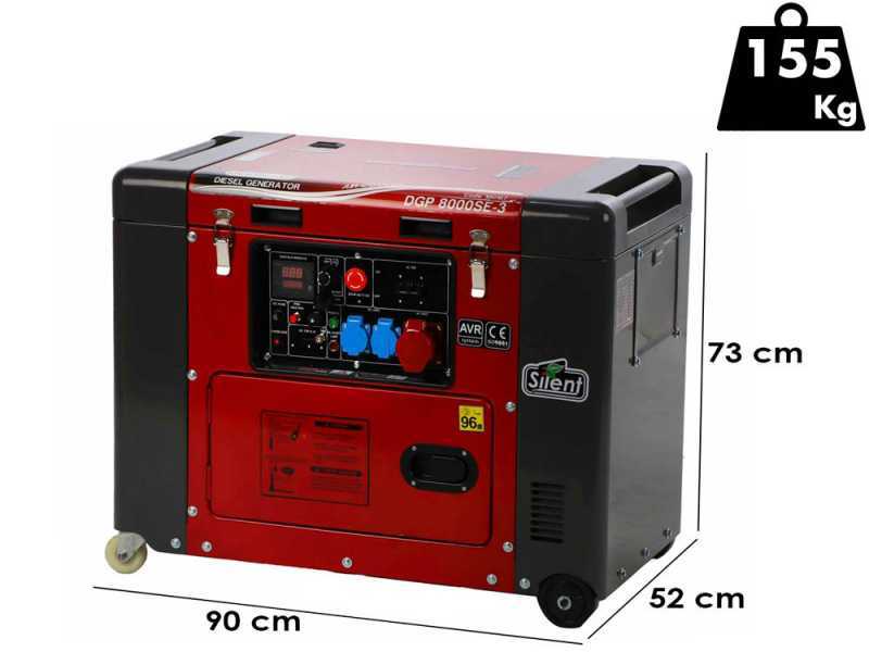 GeoTech Pro DGP8000SE-3 - 6 kW Wheeled Silenced Diesel Power Generator with AVR - DC 5.5 kW Three-phase