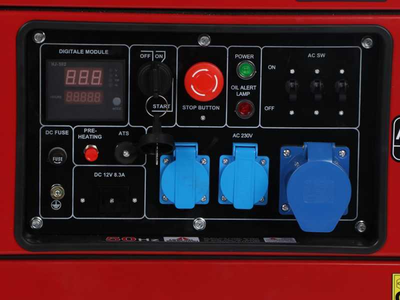 GeoTech Pro DGP8000SE - 6 kW Wheeled Silenced Diesel Power Generator with AVR - DC 5.5 kW Single-phase