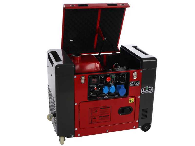 GeoTech Pro DGP8000SE - 6 kW Wheeled Silenced Diesel Power Generator with AVR - DC 5.5 kW Single-phase