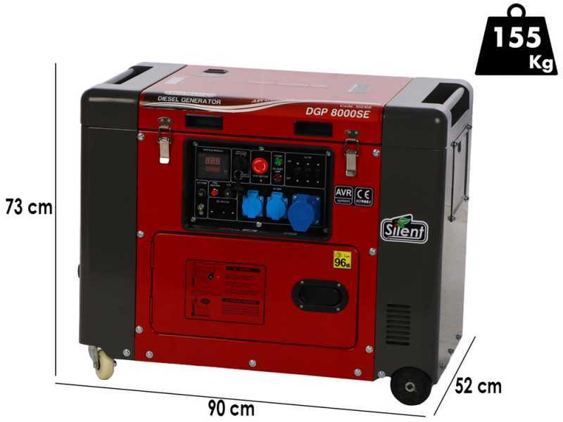 GeoTech Pro DGP8000SE - 6 kW Wheeled Silenced Diesel Power Generator with AVR - DC 5.5 kW Single-phase