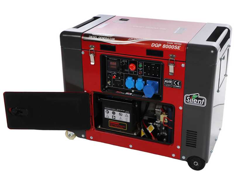 GeoTech Pro DGP8000SE - 6 kW Wheeled Silenced Diesel Power Generator with AVR - DC 5.5 kW Single-phase + ATS