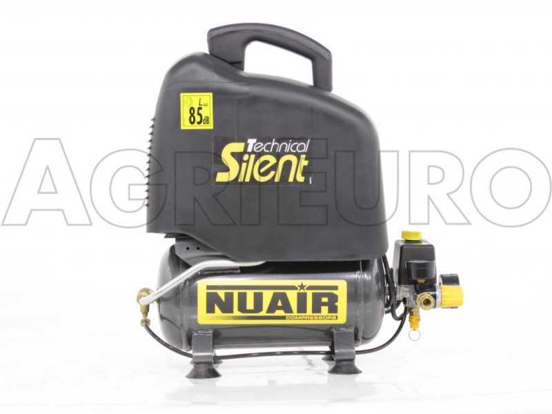 Nuair OM200/6 Sil Tech - Compact Portable Electric Air Compressor - 1 Hp oilless Motor - 6 L