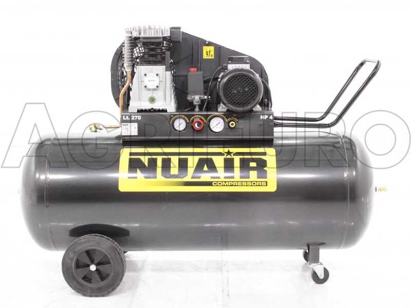 Nuair B 3800B/4T/270 TECH - Belt-driven Three-phase Electric Air Compressor - 4 Hp Motor - 270 L