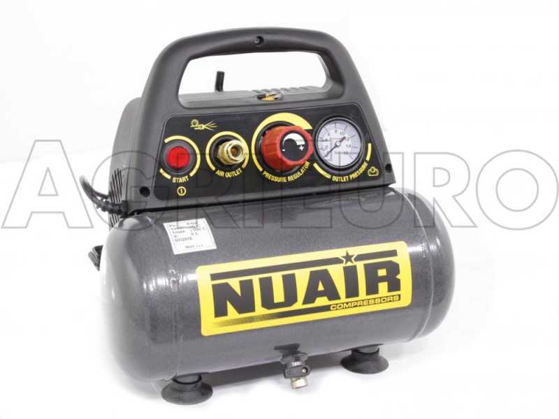 Nuair New Vento 200/8/6 - Compact Portable Electric Air Compressor - 1.5 Hp Motor - 6 L