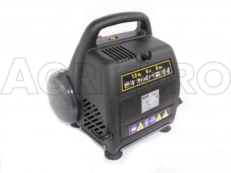 Nuair New Vento 200/8/6 - Compact Portable Electric Air Compressor - 1.5 Hp Motor - 6 L