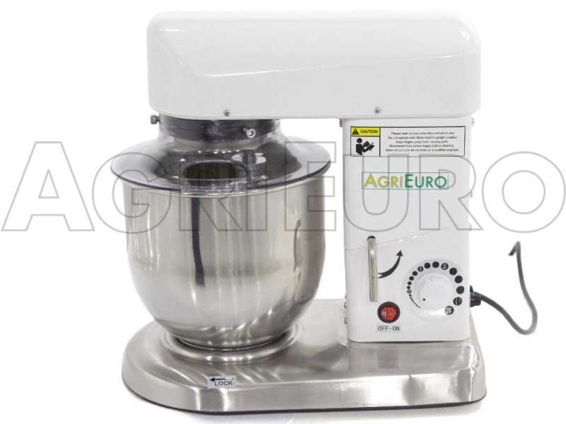 AgriEuro Premium Line FP105 - Planetary mixer - INOX bowl 5L - Multi tool quick release