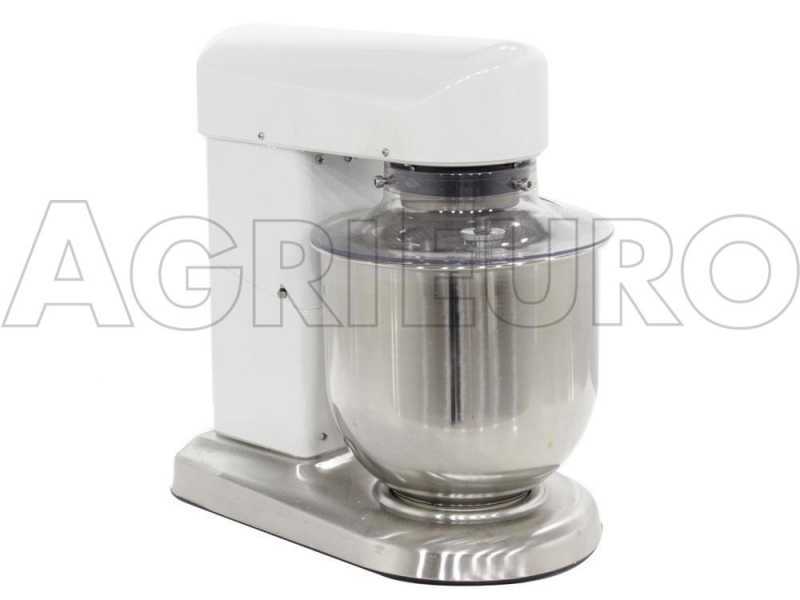 AgriEuro Premium Line FP107 - Planetary mixer - Stainless steel bowl 7,5L - Multi tool with quick hook