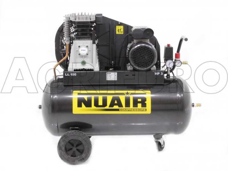 Nuair B3800B/100 CM3 - Single-phase electric belt-driven air compressor - 3 HP motor - 100 lt.