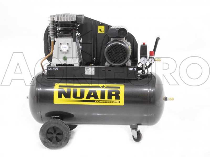 Nuair B3800B/100 CM3 - Single-phase electric belt-driven air compressor - 3 HP motor - 100 lt.