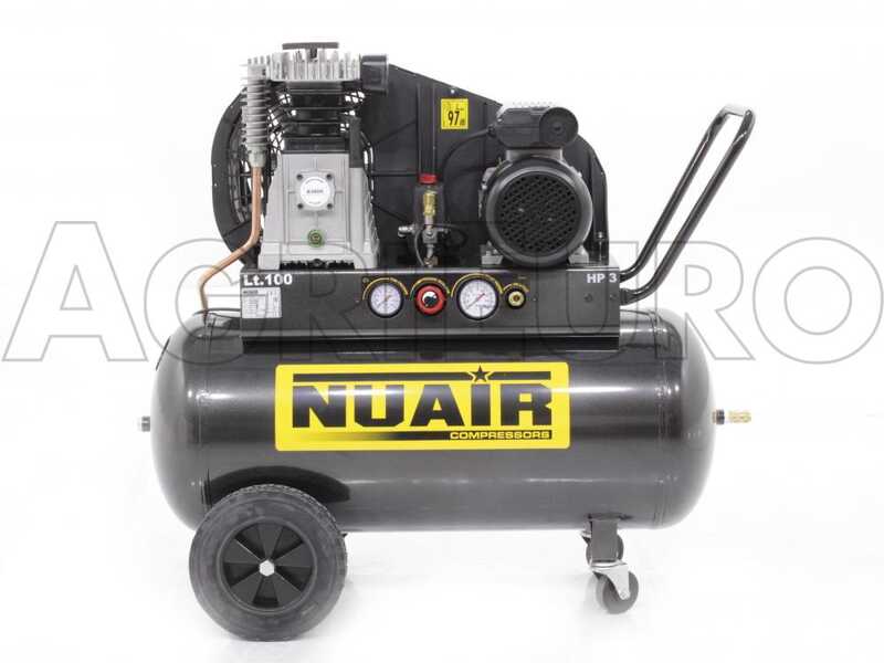 Nuair B 3800B/3M/100 TECH - Belt-driven Electric Air Compressor - 3 Hp Motor - 100 L