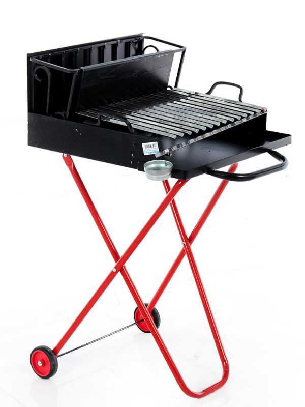 Wood-fired Barbecue with 45x34 Stainless Steel Grid and V Grooves for Grease Recovery - Foldable and Portable