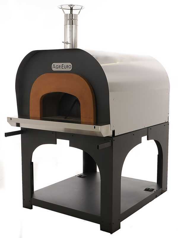 AgriEuro Premium Line Cibus Inox 1000 -  Outdoor Wood-fired Oven with 100 &Oslash; Chamber, 6 Pizzas