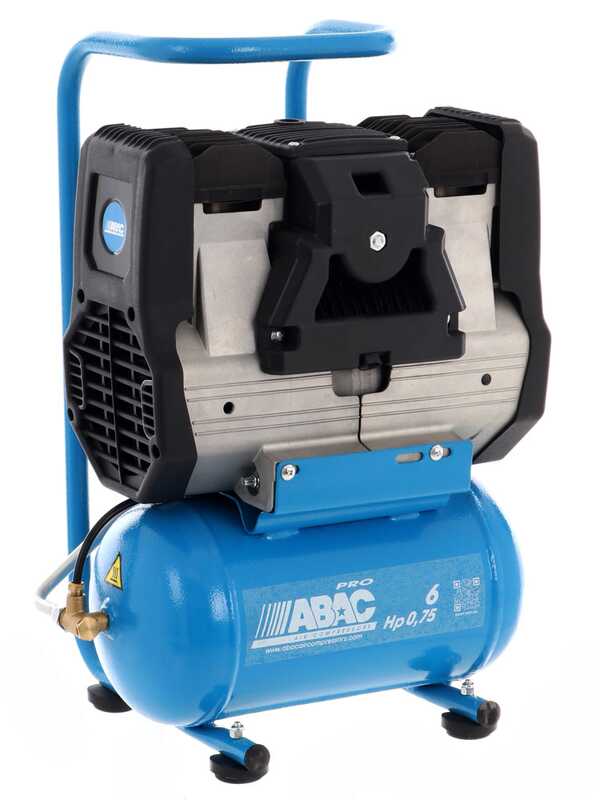 ABAC START SILENT OS7P - Silenced, oil-less, single-phase electric air compressor - Motor 0.75 HP - 6 litres