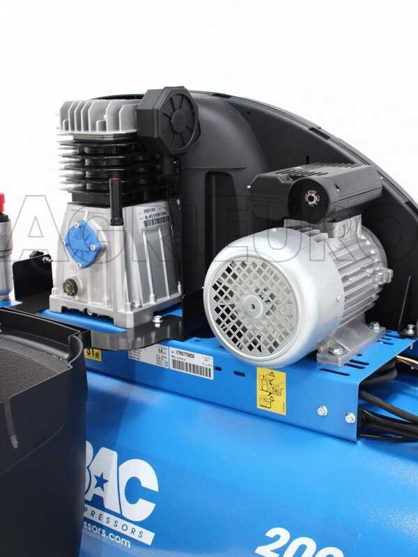 ABAC SILENT A39B 200 CM3 - Silenced single-phase belt-driven electric air compressor - Motor 3 HP - 200 l