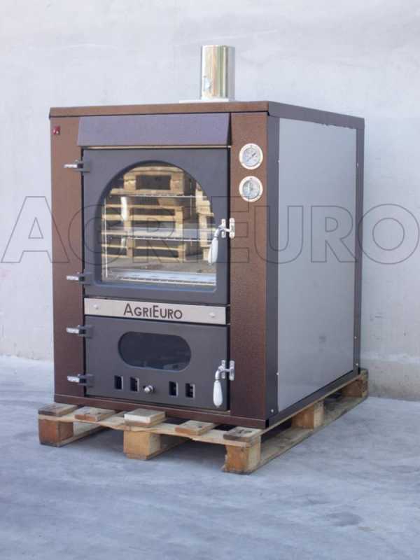 AgriEuro Top-Line Magnus 80 Deluxe INC Inox - Built-in Wood-fired Steel Oven - Coppered Enamel
