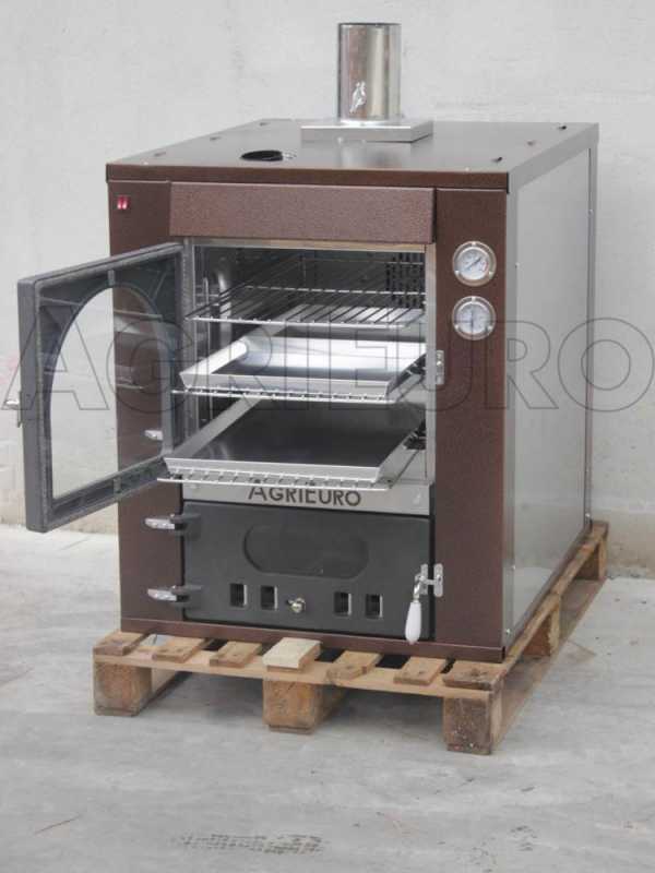 AgriEuro Top-Line Medius 80 Deluxe INC Inox - Built-in Wood-fired Steel Oven - Coppered Enamel